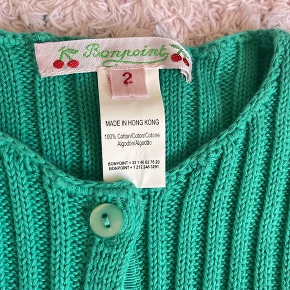 Bonpoint teal size 2 100% cotton super chic and soft girls cardigan